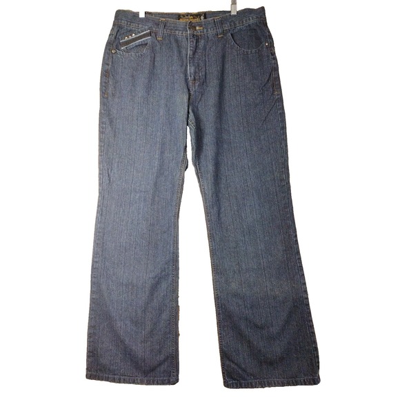 Micros Other - Micros Clothing Y2k Baggy Jeans Bootcut Dark Blue Denim Stud Pockets 36x32 90's